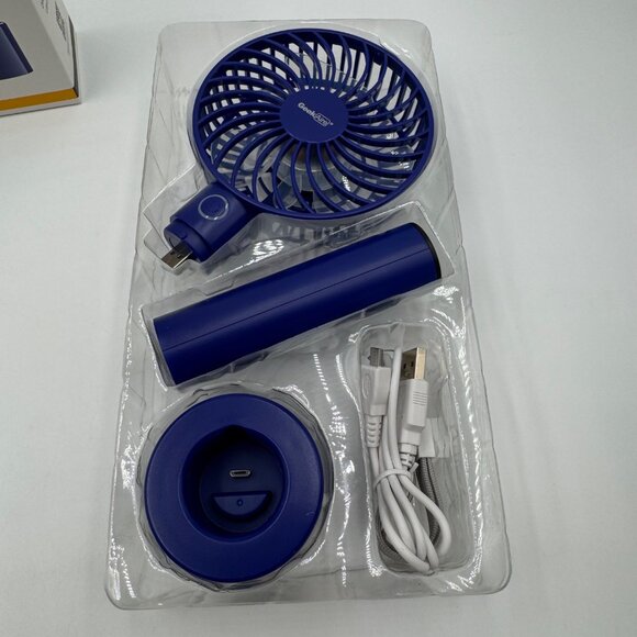Geek Aire Mini Rechargeable Portable Fan 6-Blade 5-Speed With Power Bank - Picture 6 of 7
